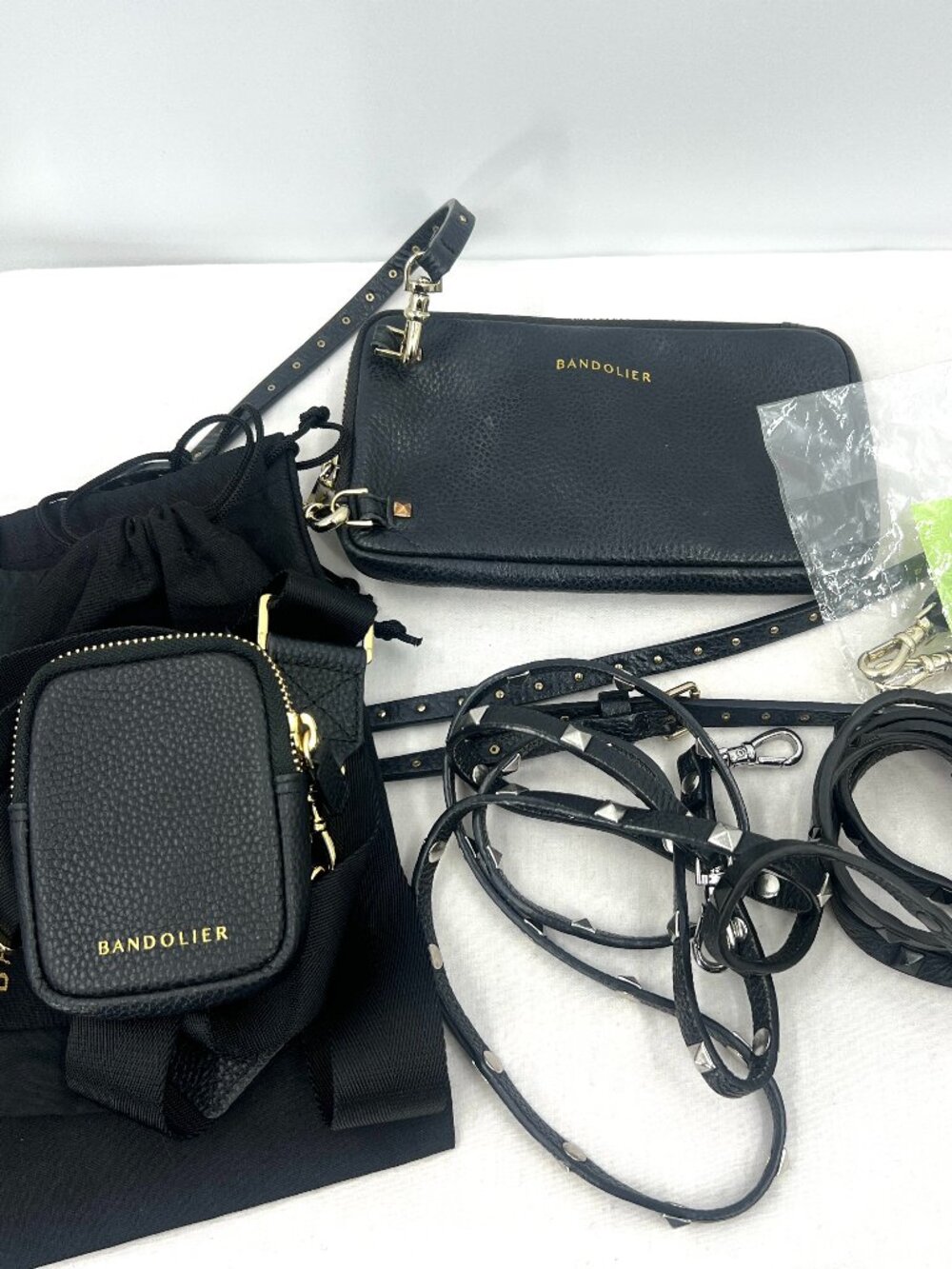 Bandolier Black Leather Bundle with Cross Body Pouch Coin Purse Extra Straps